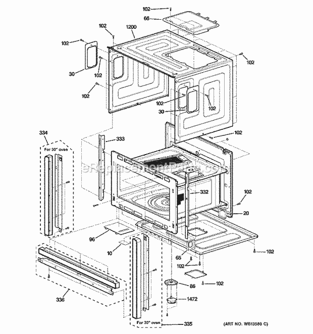 GE SCB1001MSS001 Microwave Interior Parts (1) Diagram