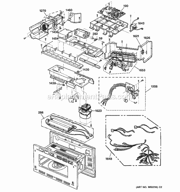 GE SCB2000FBB02 Counter Top Microwave Interior Parts (2) Diagram