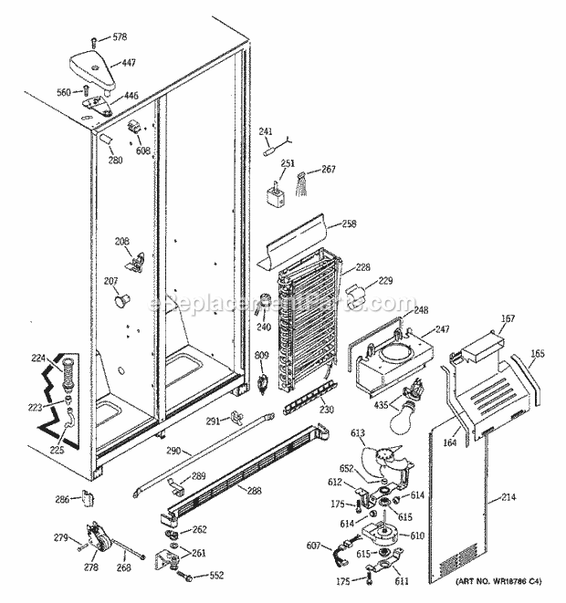 GE SSS25KFMBWW Refrigerator Freezer Section Diagram