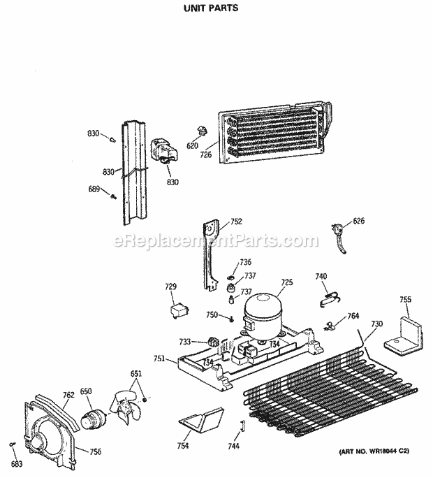 GE TBE21DASRRWH Refrigerator Unit Parts Diagram