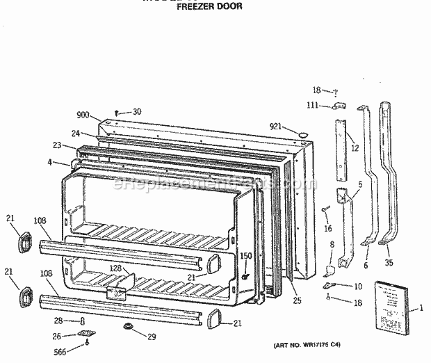 GE TBE21JATMRWH Refrigerator Freezer Door Diagram