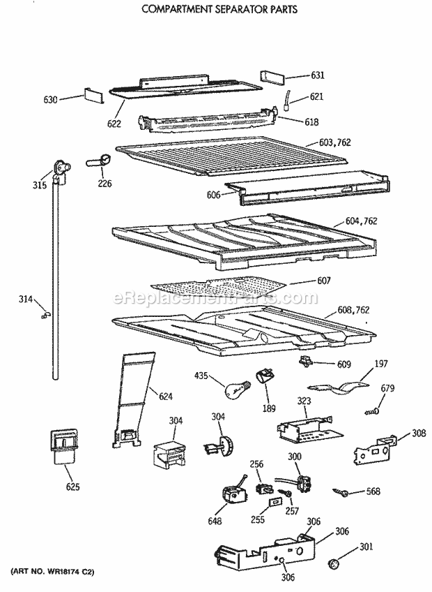 GE TBE21JATNRAD Refrigerator Compartment Separator Parts Diagram