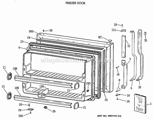 GE TBE21JATNRAD Refrigerator Freezer Door Diagram