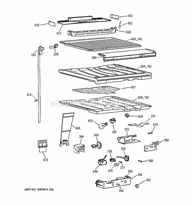 GE TBE22PATMRWW Refrigerator Compartment Separator Parts Diagram