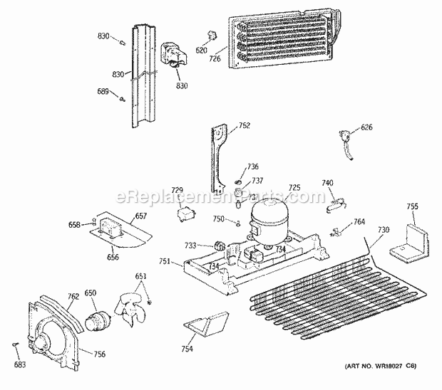 GE TBE24JATHRWH Refrigerator Unit Parts Diagram