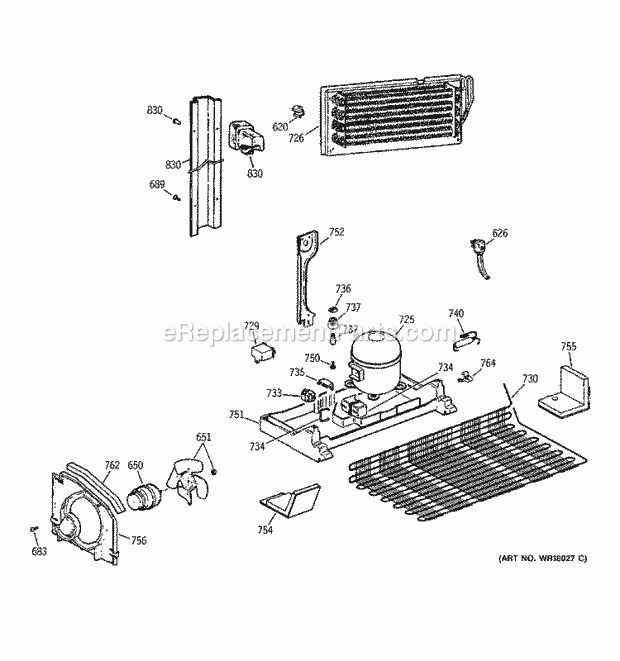 GE TBE25PCSJRWW Refrigerator Unit Parts Diagram