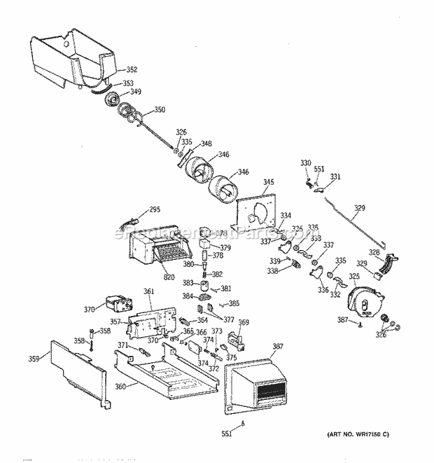 GE TBE25PCSJRWW Refrigerator Ice Bucket Diagram