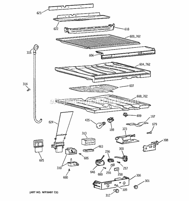 GE TBG19PABURWW Refrigerator Compartment Separator Parts Diagram