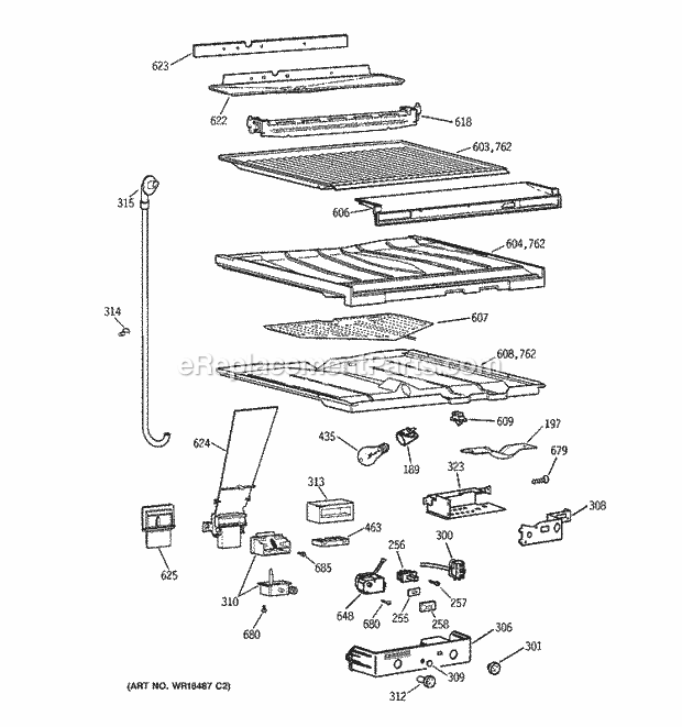 GE TBG21IABPRWW Refrigerator Compartment Separator Parts Diagram