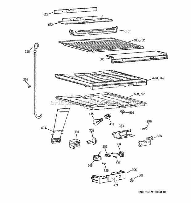 GE TBH18JABNRAA Refrigerator Compartment Separator Parts Diagram