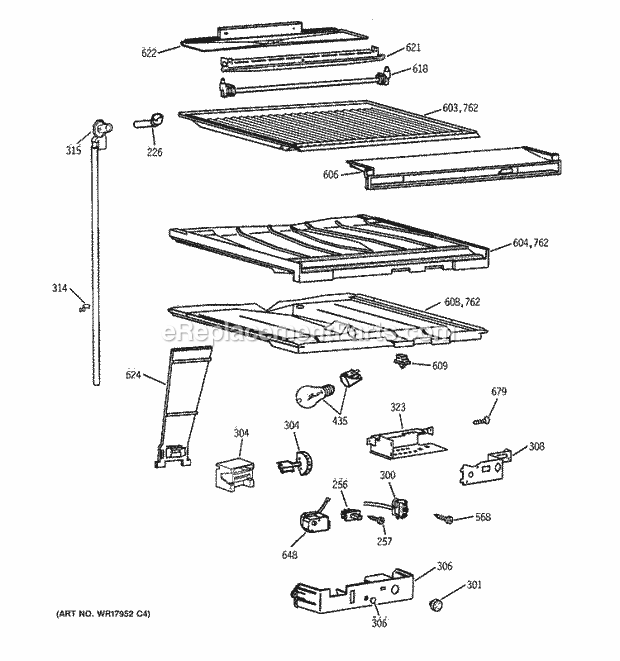 GE TBH22PASPRAA Refrigerator Compartment Separator Parts Diagram