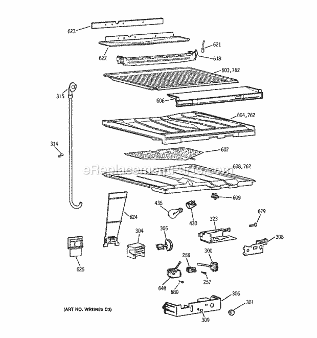 GE TBT21IABTRAA Refrigerator Compartment Separator Parts Diagram