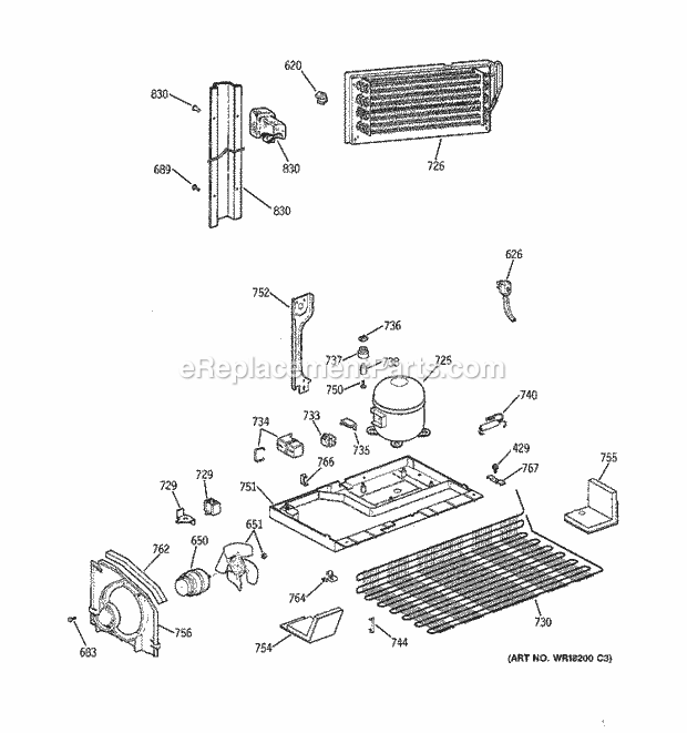 GE TBT22PATERAA Refrigerator Unit Parts Diagram