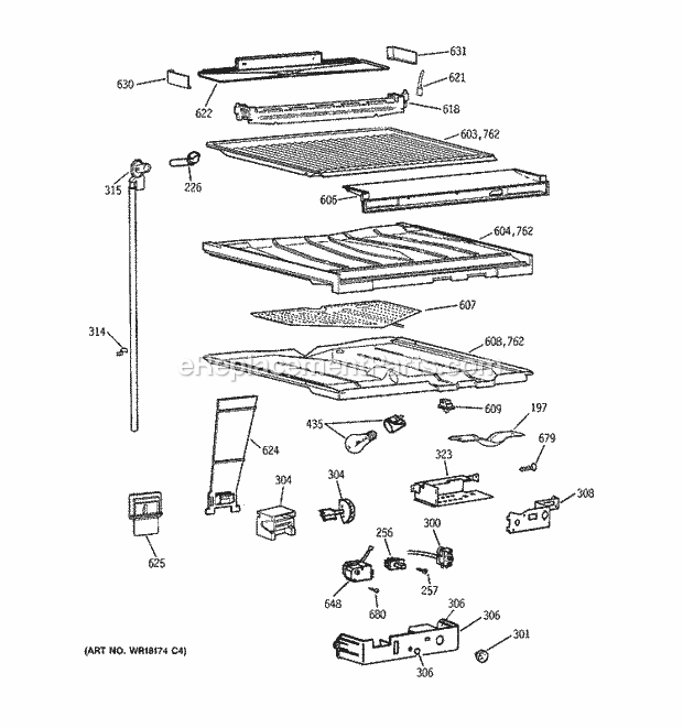 GE TBT25PAXBRWW Refrigerator Compartment Separator Parts Diagram