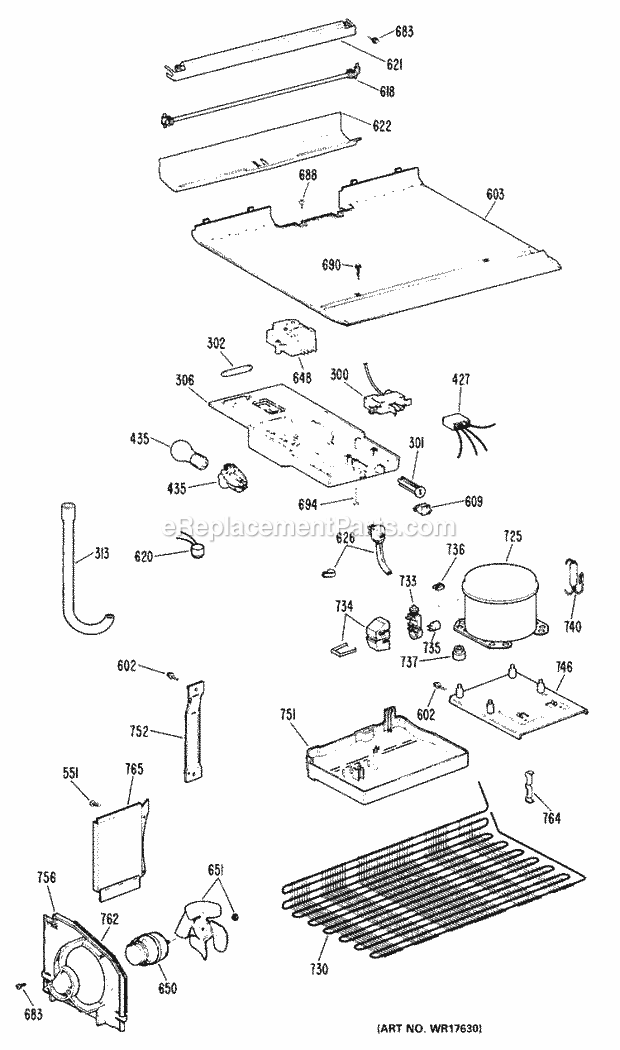 GE TBX16AMDRWH Refrigerator Page B Diagram