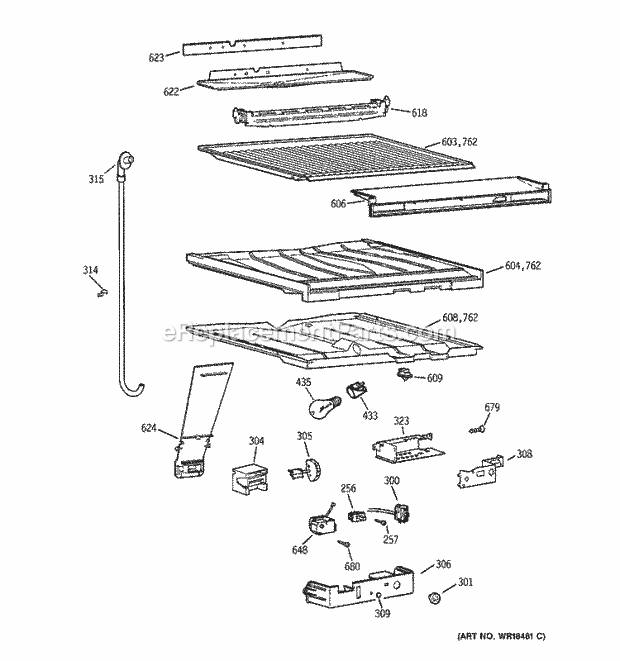 GE TBX18GIDBRWW Refrigerator Compartment Separator Parts Diagram