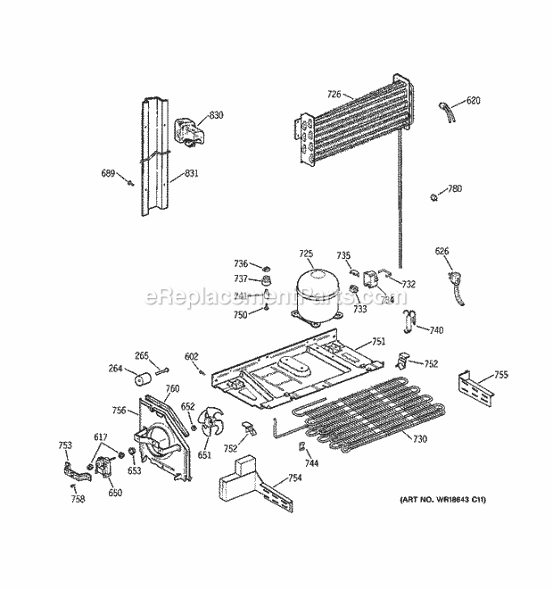 GE TBX18GIDBRWW Refrigerator Unit Parts Diagram