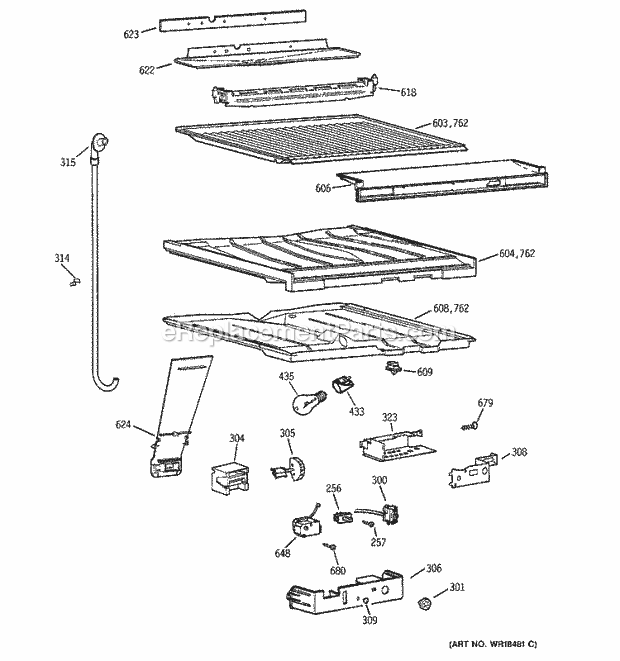 GE TBX18IADBRWW Refrigerator Compartment Separator Parts Diagram