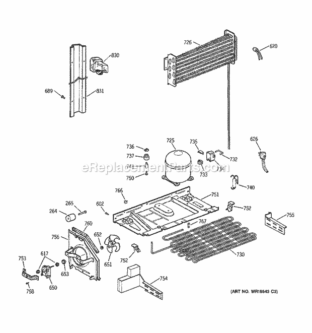 GE TBX18JABQRWW Refrigerator Unit Parts Diagram