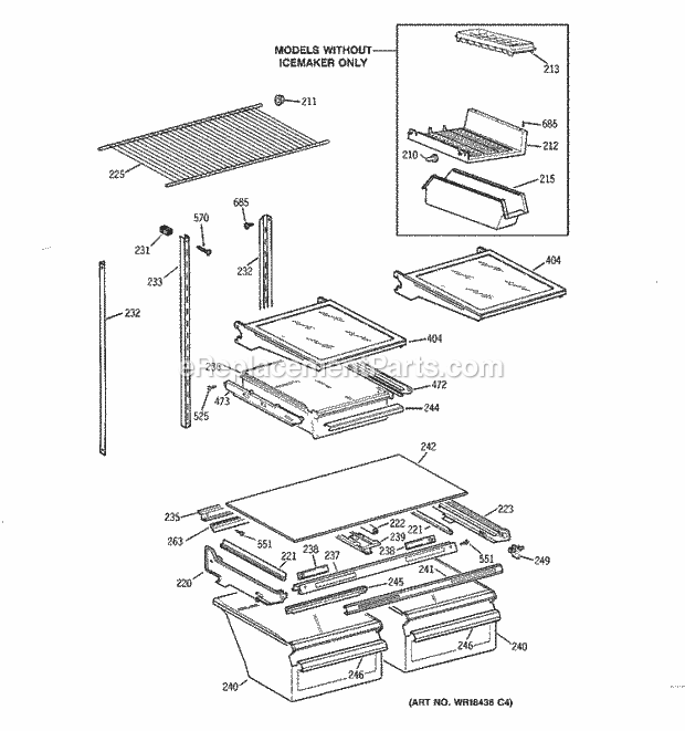 GE TBX18JIBLRBB Refrigerator Shelf Parts Diagram