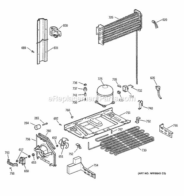 GE TBX18NIZTRAA Refrigerator Unit Parts Diagram