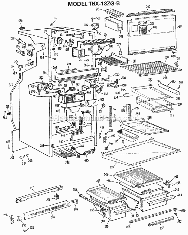 GE TBX18ZGCR Refrigerator Page B Diagram