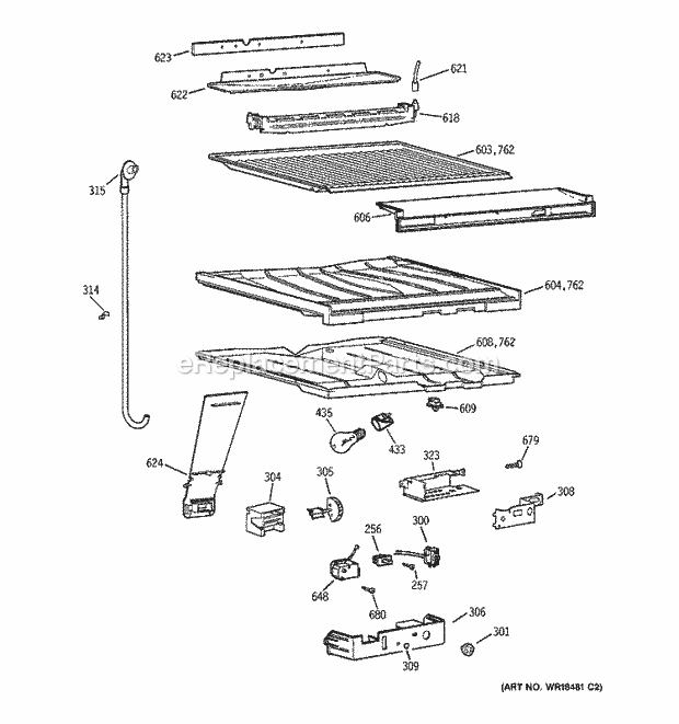 GE TBX21CIBJRWW Refrigerator Compartment Separator Parts Diagram