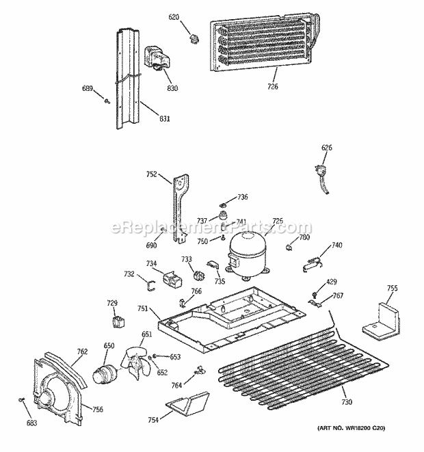 GE TBX21CIBJRWW Refrigerator Unit Parts Diagram