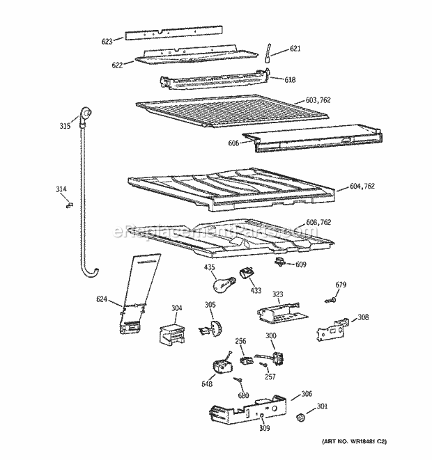 GE TBX21CIBLRWW Refrigerator Compartment Separator Parts Diagram