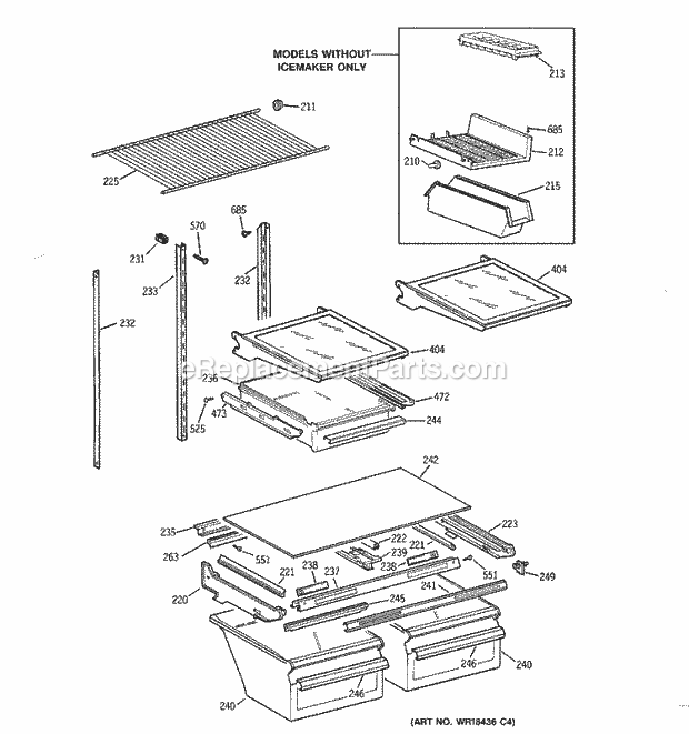 GE TBX21JIBBRBB Refrigerator Shelf Parts Diagram