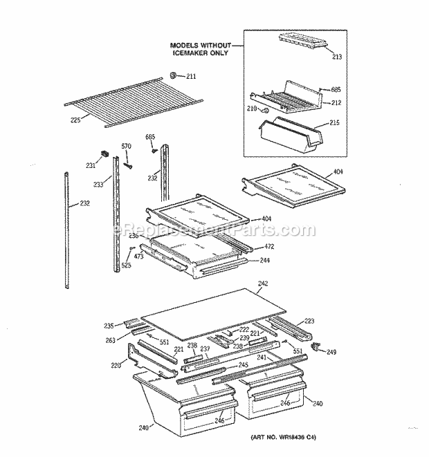 GE TBX21JIBLRWW Refrigerator Shelf Parts Diagram