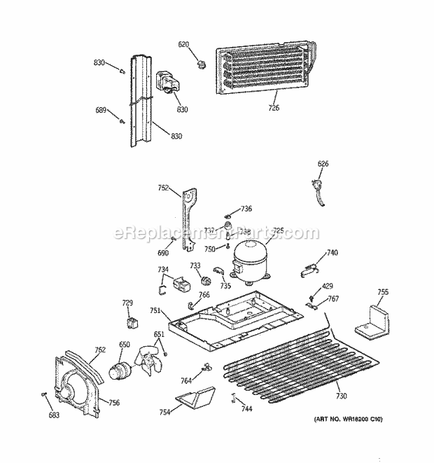 GE TBX21ZAXCRAA Refrigerator Unit Parts Diagram