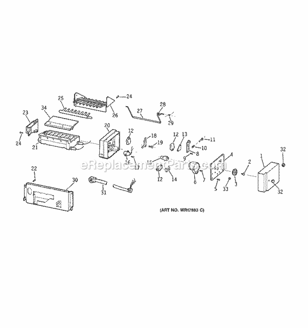 GE TBX22PCSMLWW Refrigerator Ice Maker Diagram