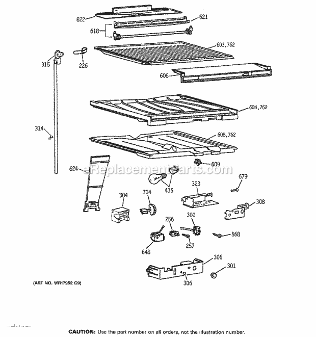 GE TBX22PCSRRAA Refrigerator Compartment Separator Parts Diagram