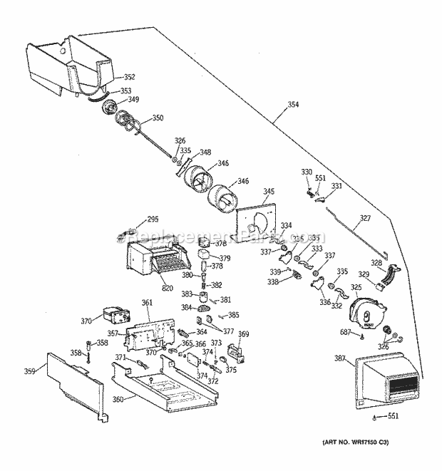 GE TBX22PCSRRAA Refrigerator Ice Bucket Diagram