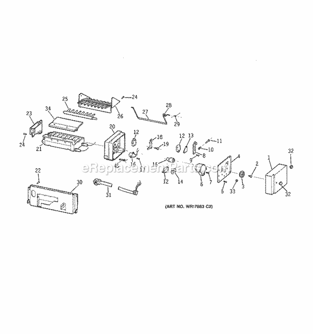 GE TBX22PCSRRAA Refrigerator Ice Maker Diagram