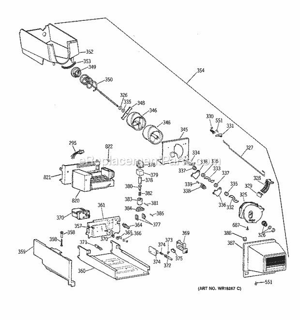 GE TBX22PCXERWW Refrigerator Ice Maker & Dispenser Diagram