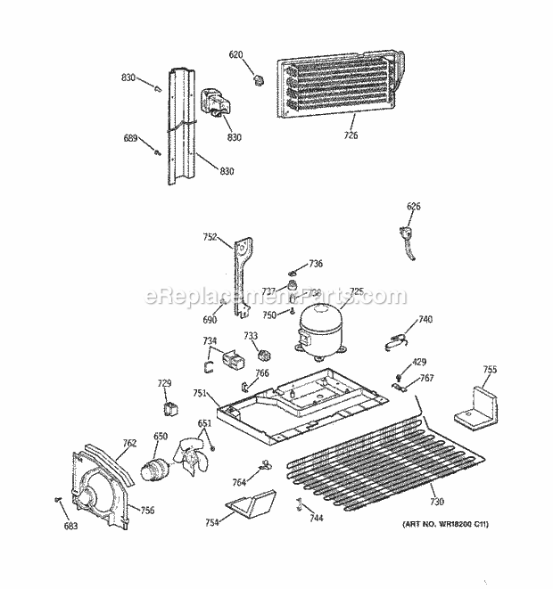 GE TBX22PCXERWW Refrigerator Unit Parts Diagram