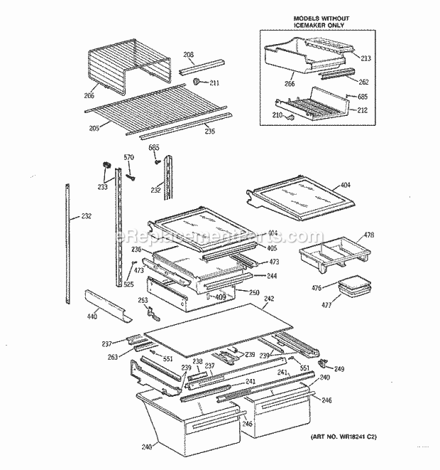 GE TBX22PIXBRBB Refrigerator Shelf Parts Diagram