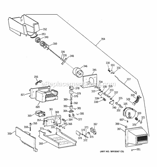 GE TBX22PRYPLWW Refrigerator Ice Bucket Diagram