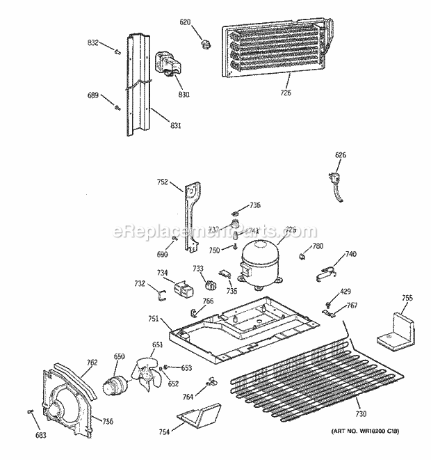 GE TBX22QABBRAA Refrigerator Unit Parts Diagram