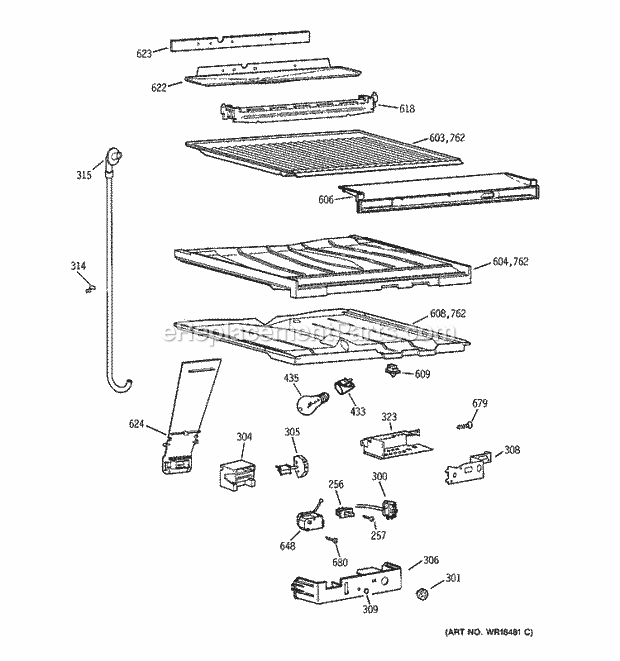 GE TBX24JIBRRAA Refrigerator Compartment Separator Parts Diagram