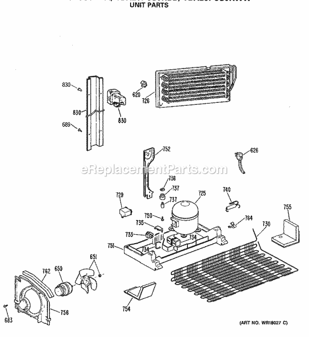 GE TBX25PCSJLAA Refrigerator Unit Parts Diagram