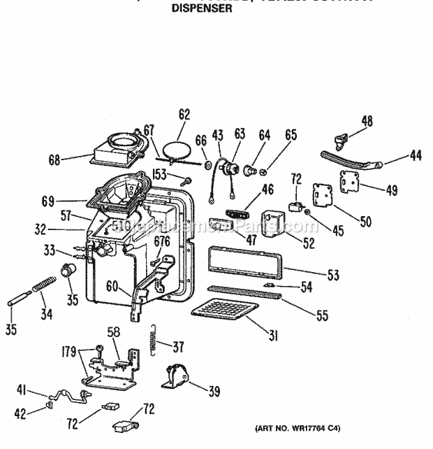 GE TBX25PCSJRWW Refrigerator Dispenser Diagram