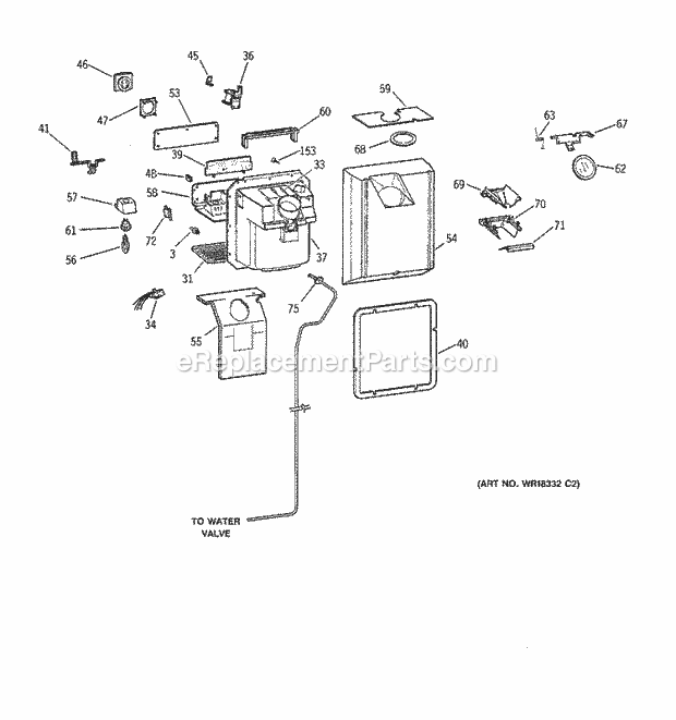 GE TBX25PRBSLAA Refrigerator Dispenser Diagram