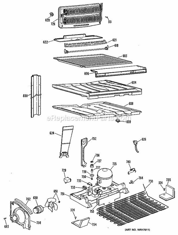 GE TBX25RNRLWH Refrigerator Section Diagram