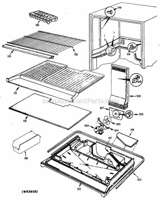 GE TBXS19BLC Refrigerator Page D Diagram