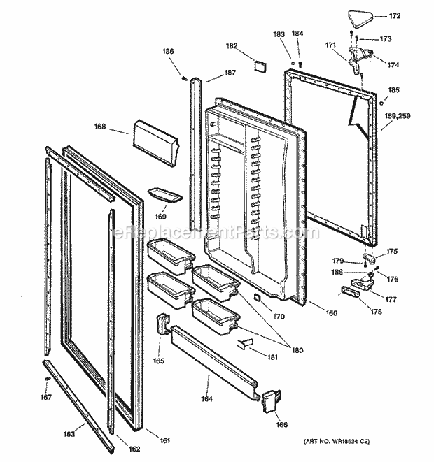 GE TCX18PACBRAA Refrigerator Fresh Food Door Diagram