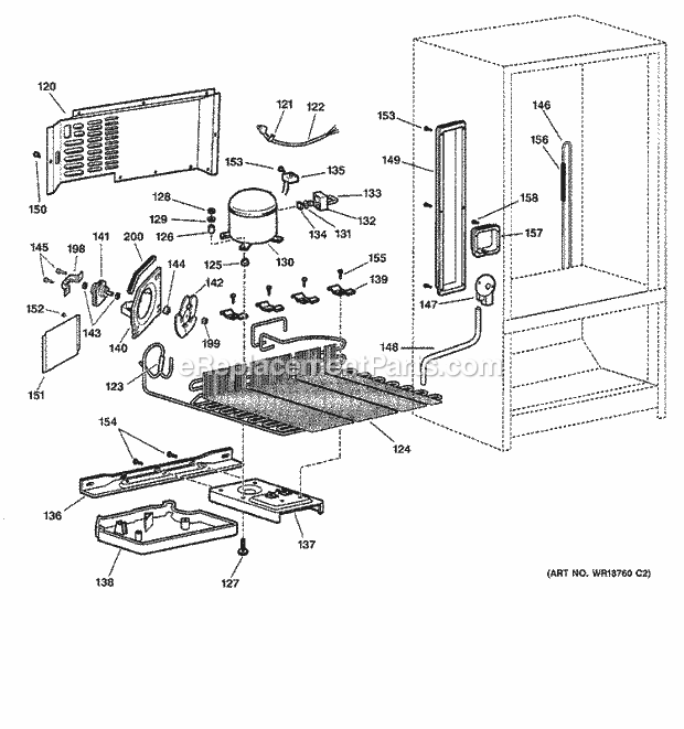 GE TCX18PADBRBB Refrigerator Unit Parts Diagram