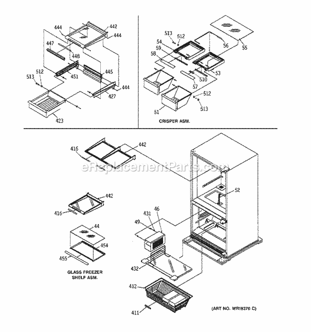 GE TCX22ZAXARAD Refrigerator Shelving Assemblies Diagram